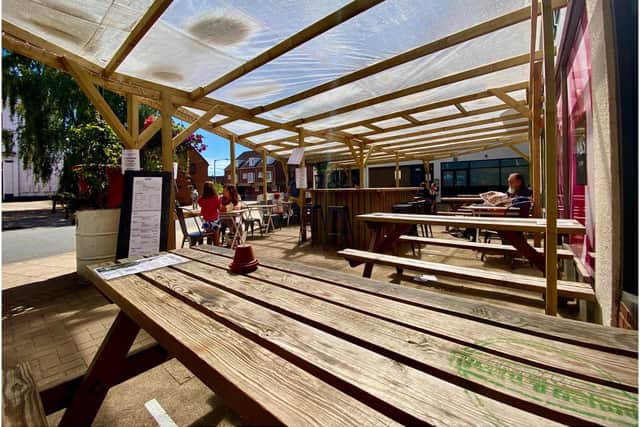 The pergola outside Dough and Brew in Warwick. Photo provided by Dough and Brew