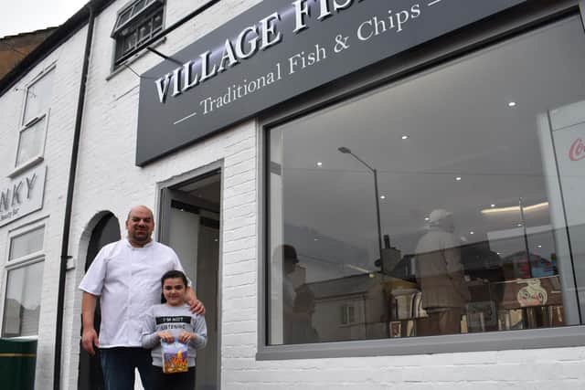 Stelios Kyriacou with daughter Katterina outside Village Fish Bar in Bilton.