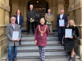 The category winners for the Leamington in Bloom competition with Leamington Mayor Cllr Susan Rasmussen.