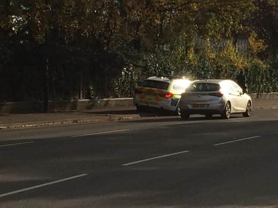 A police car on the gyratory earlier today.