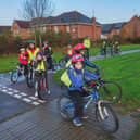 Youngsters on the Bicycle Bus raised money for Children in Need.