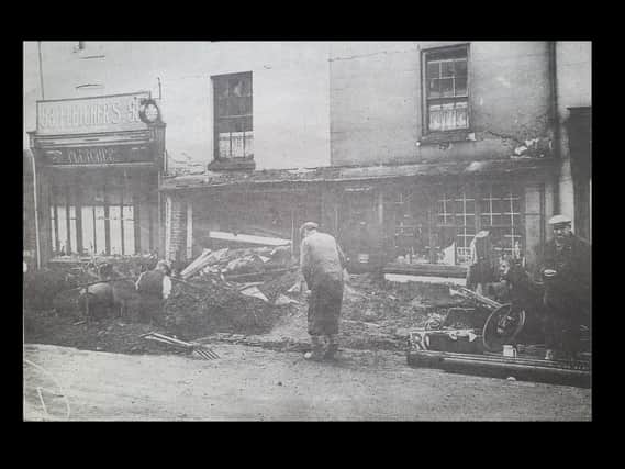 The scene in Regent Street, Leamington, November 1940 when a stick of eight bombs fell on the town.