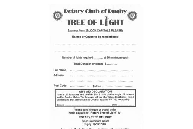 Copies of this sponsorship form can be found in printed editions of the Rugby Advertiser.