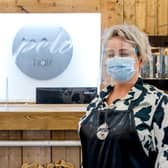 Claire Burns-Jackson in her PPE gear at her salon, Pelo, in Warwick Gates.