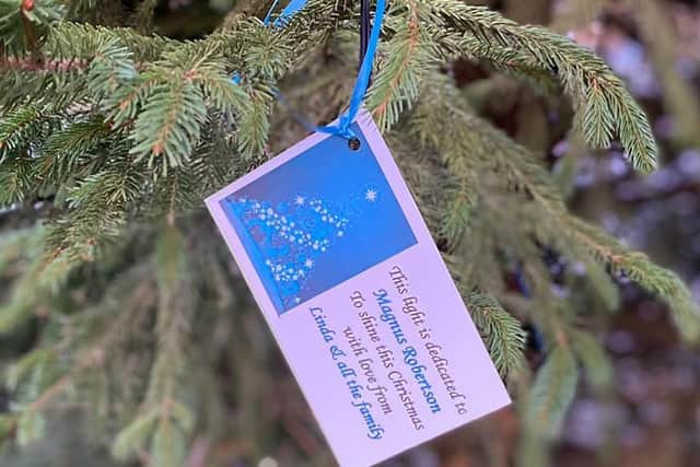 Cllr Terry Morris, Mayor of Warwick, placed the first dedication card on the tree in remembrance of his stepfather, Magnus, who died of cancer in 2009. Photo supplied