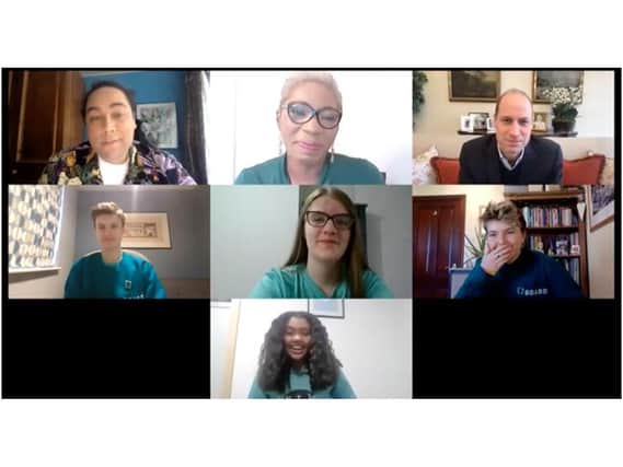 Teenage Anti Bullying Ambassadors respond when Prince William makes a surprise appearance on their video call for National Anti Bullying Week. Photo supplied