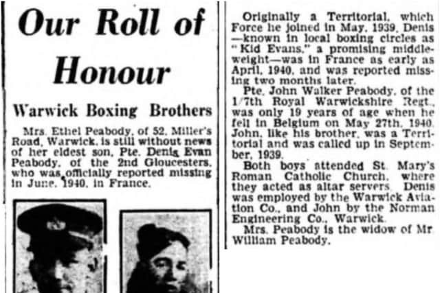 Cutting from Warwick Advertiser, March 1944. Photo submitted