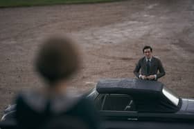 Photo from a scene in Season 4 of Netflix's The Crown filmed at Ragley Hall in Warwickshire .