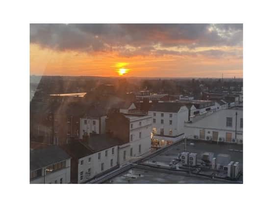 This was John Donaldson's view from his tower crane on a construction site, looking over Leamington town centre.