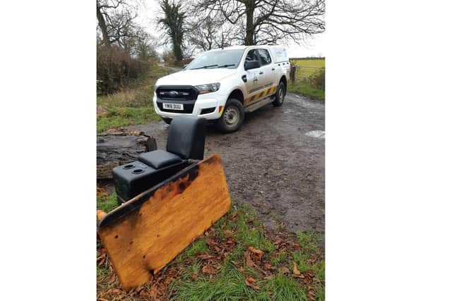 Fly-tippers who dumped a black seat thought to be from an entertainment venue in the Harborough countryside are being hunted.