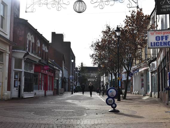 Rugby town centre on the first day of the second lockdown.