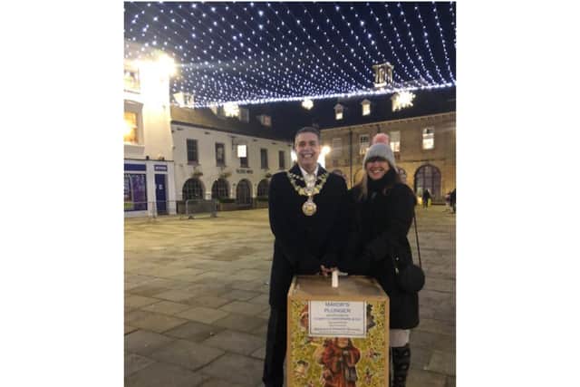 The Mayor of Warwick, Cllr Terry Morris with the Mayor's Consort Liz Jackson turning on the Christmas lights in the town. Photo supplied