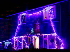 Leamington's deputy mayor Nick Wilkins switched his Christmas lights on Tuesday, December 1 in aid of the homeless charity LWS Night Shelter. Photo by Darren Lock.