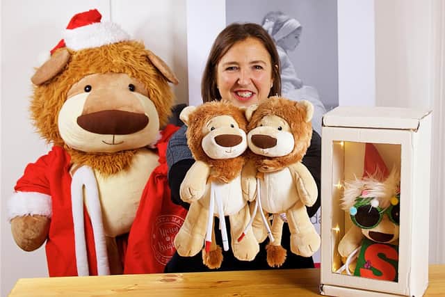 Rachel Ollerenshaw with some of the Olly the Brave toys. Photos by David Fawbert Photography.