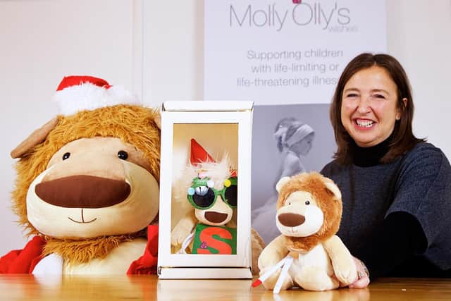 Rachel Ollerenshaw with some of the Olly the Brave toys. Photos by David Fawbert Photography.