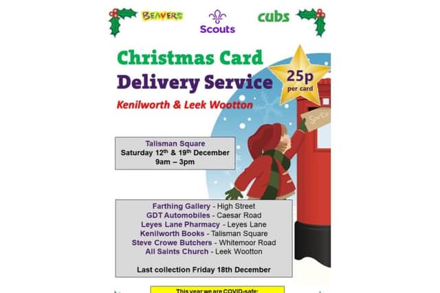 The poster for the 4th Kenilworth Scouts' Christmas card delivery service. Photo supplied