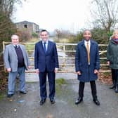 Pictured outside the entrance to the land at Southcrest Farm (site for the new Kenilworth School & Sixth Form) from left to right - John Cooke (WDC Councillor), Richard Hales (KMAT Trustee), Hayden Abbott (Executive Headteacher Kenilworth), Shirley Whiting (KMAT Trustee), Andrew Day (Leader WDC)