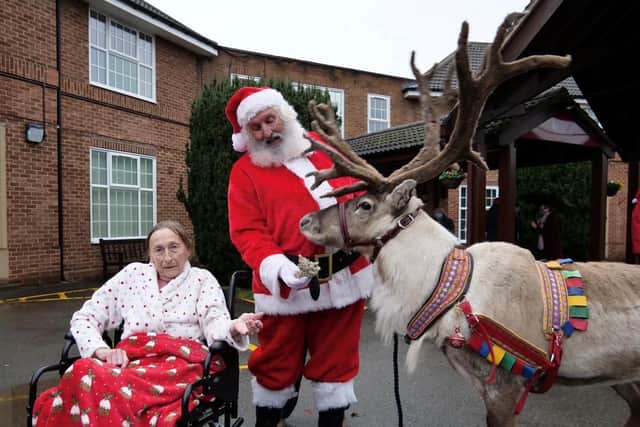 Myton patient Bernice, Santa and reindeer. Photo supplied