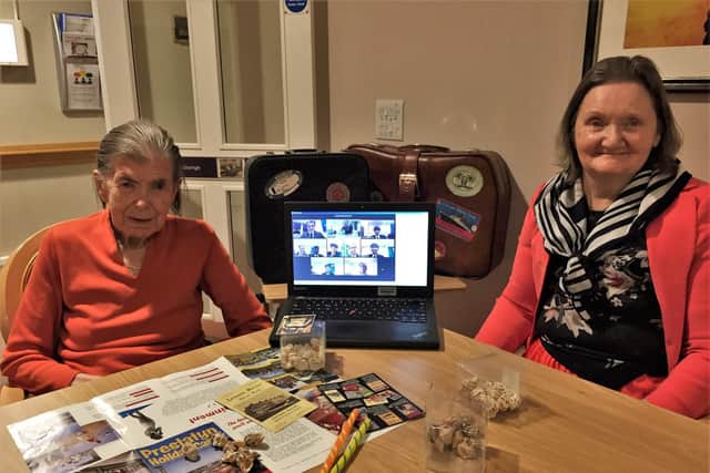 Priors House residents Ann and Cathy during a reminiscence Zoom with Warwick Boys School.