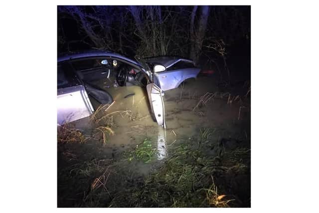 Drivers are being warned to watch out for flooded roads after a three people nearly got trapped underwater near Southam. Photo by Southam Fire Station.