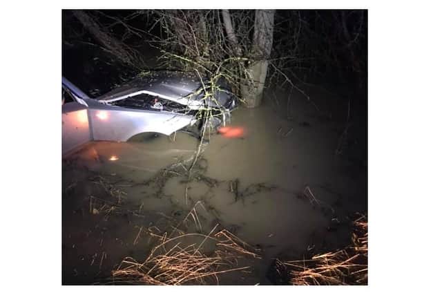 Drivers are being warned to watch out for flooded roads after a three people nearly got trapped underwater near Southam. Photo by Southam Fire Station.
