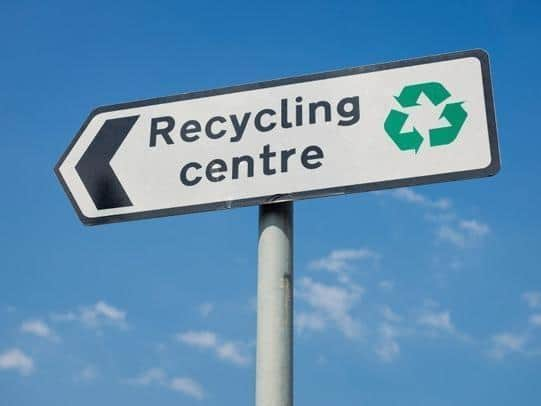 Recycling centre sign.