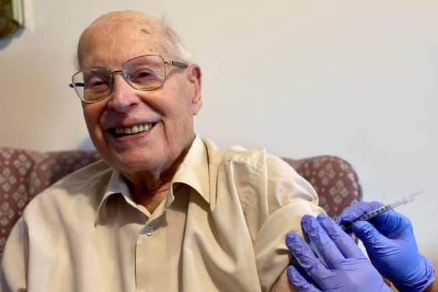 107-year-old John Farrindon was one of the first Cubbington Mill care home residents to receive the Covid-19 vaccination.