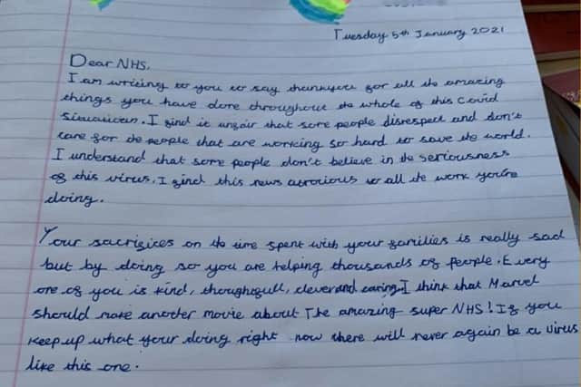 Pupil Mila's letter is spreading positivity among NHS staff.