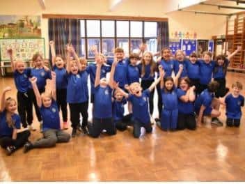 Long Itchington Primary School pupils following a School Games dance rehearsal.
