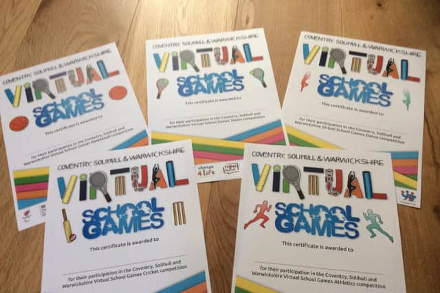 Virtual School Games certificates.