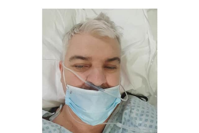 Paul Hulett took this photo of himself from his hospital bed.