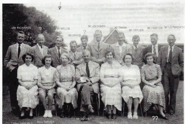 An old school staff photo from the days of Kenilworth Secondary Modern school. Dorothy Wyld is on the front row, second from the right.