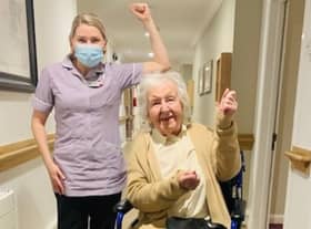 98-year-old Winifred Bentley was one of the first Priors House residents to receive the vaccine