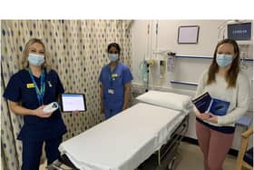 Left to right: Serafina and Shaheen, who are part of the team who implanted the first patients with the LINQ II device, with Emma Spencer, patient and Trust Medical Student. Photo supplied