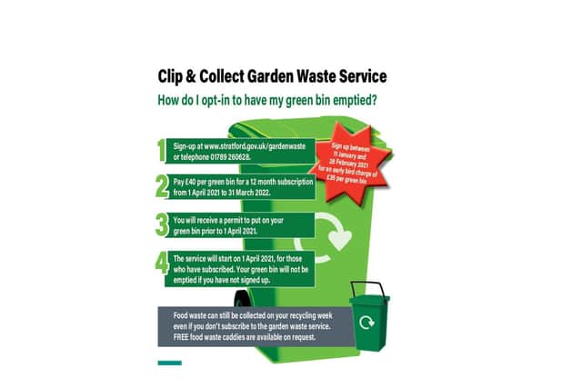 Stratford District Council will be introducing a charge for the collection of garden waste from April 2021.