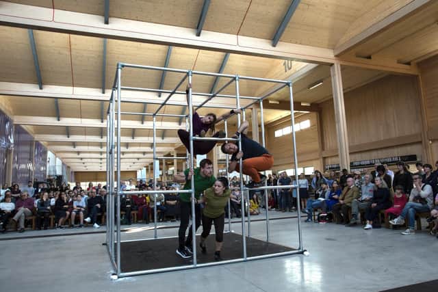 Motionhouse Dance Company performing at Vitsoe's HQ in Leamington.