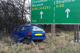 A disqualified driver who was over the drink-drive limit sent their car spinning across a major road near Warwick after crashing into the central reservation. Photo by OPU Warwickshire.