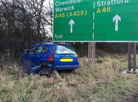 A disqualified driver who was over the drink-drive limit sent their car spinning across a major road near Warwick after crashing into the central reservation. Photo by OPU Warwickshire.