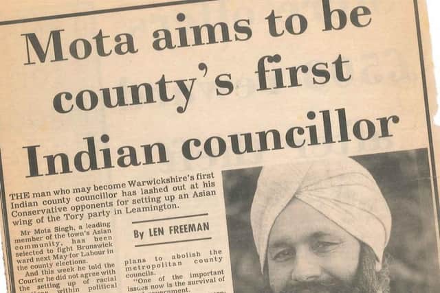 Mota Singh was Warwickshire County Council's first Indian councillor.