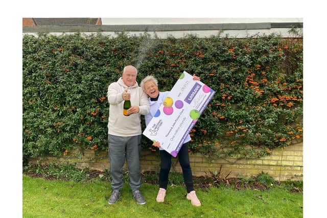 Theresa Picton-Clark, 69, and her husband John, 67, hit the jackpot after forking out and taking the plunge at a Lutterworth petrol station.