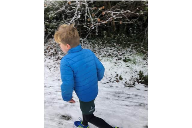 Out in all weathers, the kind-hearted Hatton Park youngster, is already well on
his way to hitting his target of £500. Photo supplied