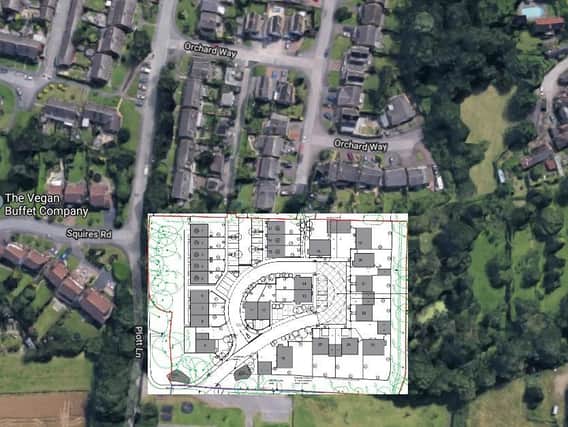 The planned estate at Stretton-on-Dunsmore combined with a satellite image of the surrounding area.