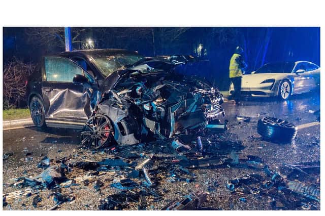 An injured driver was rushed to hospital after being cut free from his car by firefighters after a serious head-on crash on the A5 near Lutterworth last night (Thursday).