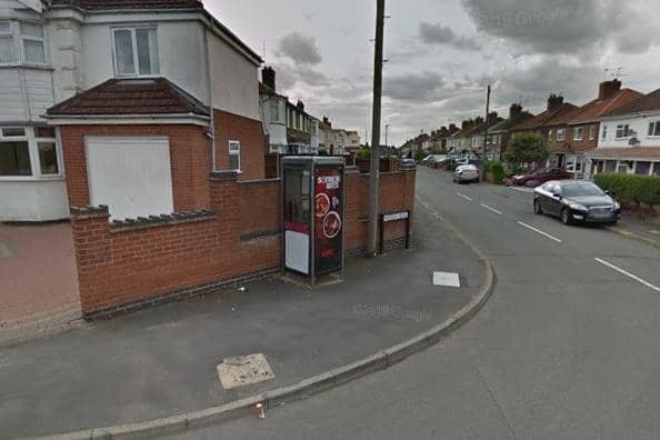 The disused telephone box on the corner of Lee Road and Westlea Road in Leamington.