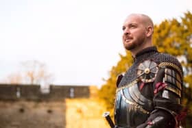 Warwick Castle’s Sir Jay will be hosting virtual Knight School classes this half term. Photo by Warwick Castle