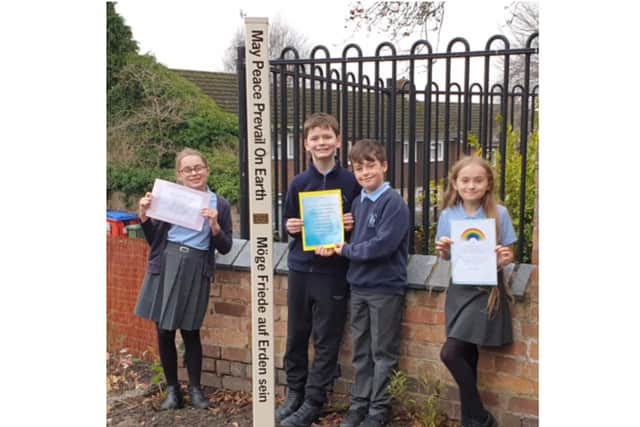 Westgate School pupils at Peace Pole planting. Photo supplied