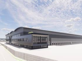 How Royal Mail's parcel hub at Daventry International Rail Freight Terminal in Northamptonshire will look once it opens, due to be in 2023.