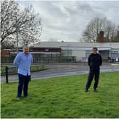 Jody Tracey (Parent Governor), Jon Queralt, Associate Head Teacher at Emscote Infant School and Sandra Barnsley (All Saint's Church Warden) where the trees will be planted. Photo supplied
