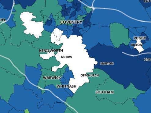 The areas in white show wards which have recorded fewer than three positive Covid-19 cases in the past seven days up to February 17.