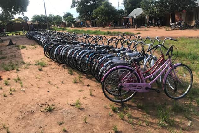 The 66 bikes lined up in Uyogo.